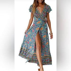 Womens wrap maxi dress